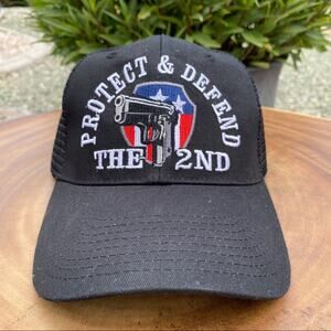 Protect and Defend the 2nd Amendment Trucker Hat Black One Size